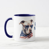 Patriotic USA Flag Pitbull Dog Tasse (Links)