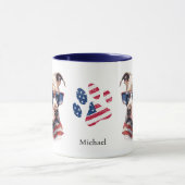 Patriotic USA Flag Pitbull Dog Tasse (Zentrum)