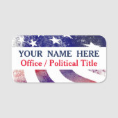 Patriotic USA Flag Politische Kampagne Namensschild (Vorderseite)