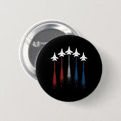 Patriotic Usa Flag Red White Blue Fighting Jets 4. Button (Vorne & Hinten)