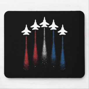 Patriotic Usa Flag Red White Blue Fighting Jets 4. Mousepad