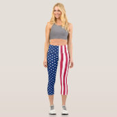 Patriotic USA Flag Red White Blue Stars Streifen Capri Leggings (Vorderseite)