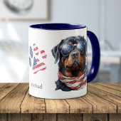 Patriotic USA Flag Rottweiler Dog Tasse