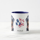 Patriotic USA Flag Rottweiler Dog Tasse (Zentrum)