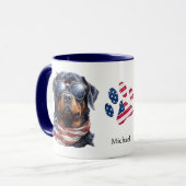 Patriotic USA Flag Rottweiler Dog Tasse (Vorderseite Links)