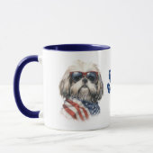Patriotic USA Flag Shih Tzu Dog Tasse (Links)