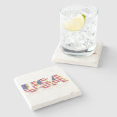 Patriotic USA Flag Stone Untersetzer (Seitenansicht)
