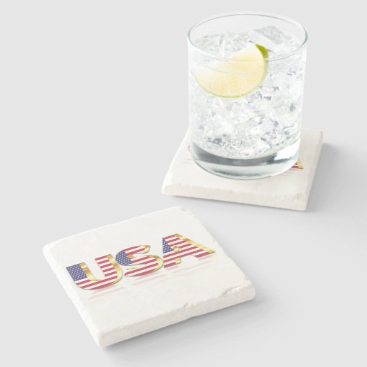 Patriotic USA Flag Stone Untersetzer (Seitenansicht)