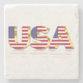 Patriotic USA Flag Stone Untersetzer (Vorderseite)
