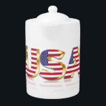 Patriotic USA Flag Teapot<br><div class="desc">USA Flag Teapots - USA - American Flag - Patriotic - Independence Day - 4. Juli - Anpassbar - Wählen / Fügen Sie Ihren einzigartigen Text / Farbe / Bild - Make Your Special Teapot Gift - Neu vergrössern und verschieben oder entfernen und hinzufügen Elemente / Bild mit Customization Tool....</div>