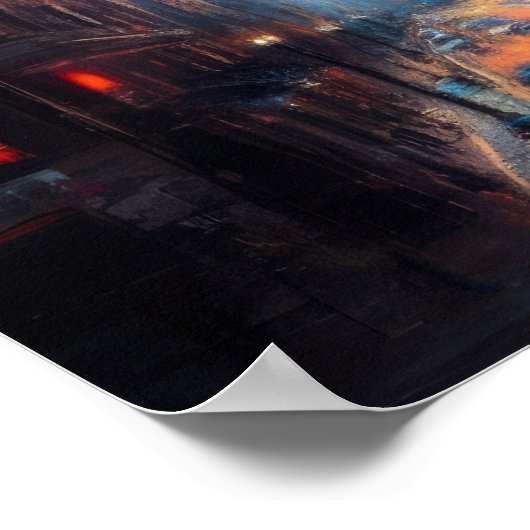 Patriotic USA Flag über City Scene America Poster (Ecke)