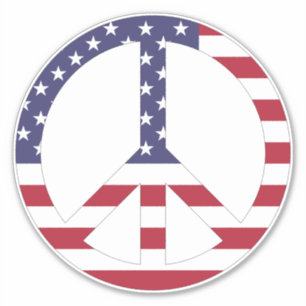 Patriotic USA Flag US Flagge Peace Sign Aufkleber