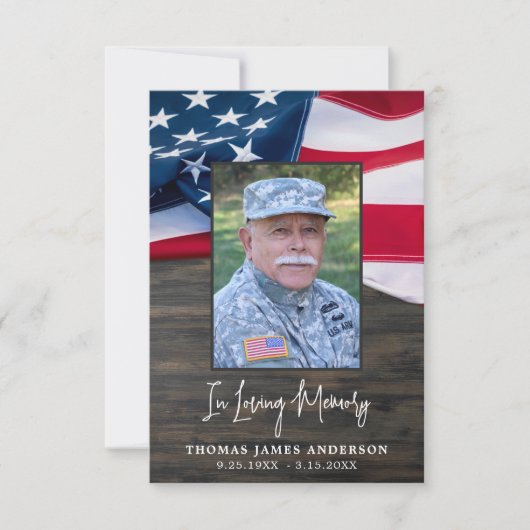 Patriotic USA Flag Veteran Foto Gedenkfeier Dankeskarte (Vorderseite)