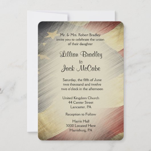 Patriotic USA Flag Wedding Einladungen (Vorderseite)