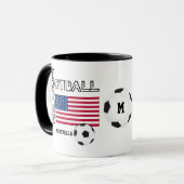 Patriotic USA FLAG World Soccer Monogram Tasse (Vorderseite Links)