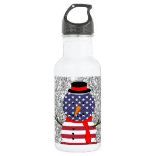 Patriotic USA flagge Snowman Glitzer Weihnachten Trinkflasche