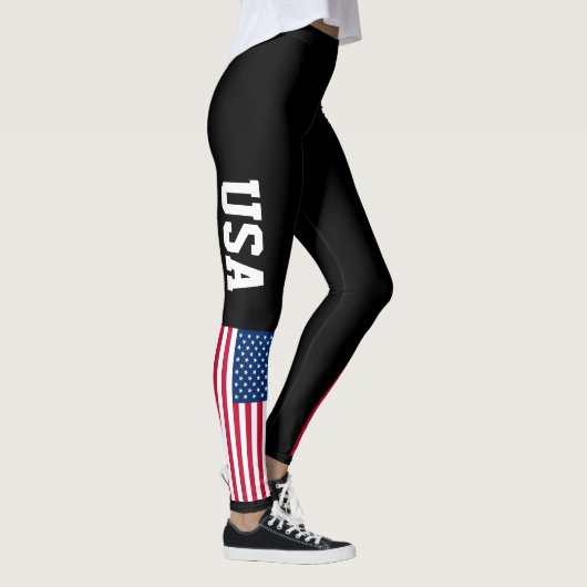 Patriotic USA Flagge Sonderfarbe Leggings (Rechts)