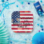 Patriotic USA Flaggenherzen mit Kalligrafietext Pappteller (Party)