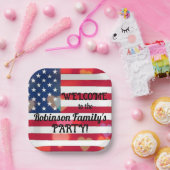 Patriotic USA Flaggenherzen mit Kalligrafietext Pappteller (Party)