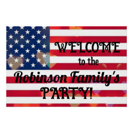 Patriotic USA Flaggenherzen mit Kalligrafietext Poster