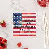 Patriotic USA Flaggenherzen mit Kalligrafietext Serviette (Beispiel)