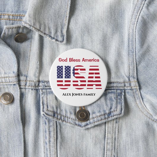 Patriotic USA God Bless America 3" Round Button (Beispiel)