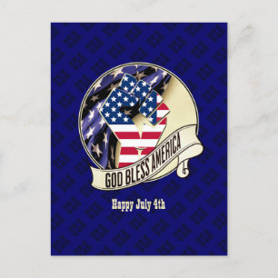 Patriotic USA God Bless America Postkarte