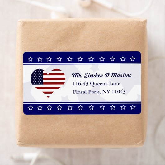 Patriotic USA Herz Flag Custom Shipping Label (Insitu)