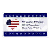 Patriotic USA Herz Flag Custom Shipping Label (Vorne)