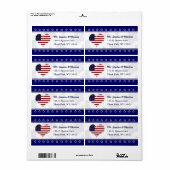 Patriotic USA Herz Flag Custom Shipping Label (Vorne)
