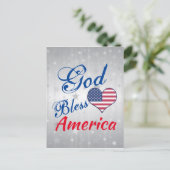 Patriotic USA Herz Gottes segne Amerika Postkarte (Stehend Vorderseite)