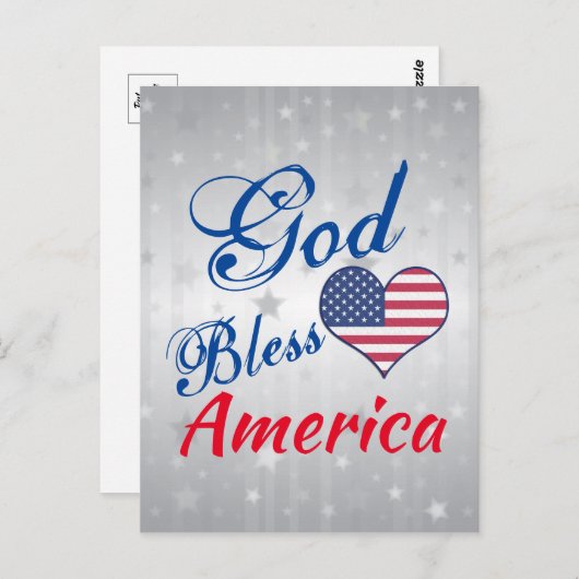 Patriotic USA Herz Gottes segne Amerika Postkarte (Vorne/Hinten)