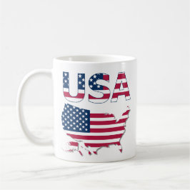 Patriotic USA Lettering & Map Politisches Flag Kaffeetasse