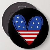 Patriotic USA Liebe Herz Button (Vorne & Hinten)