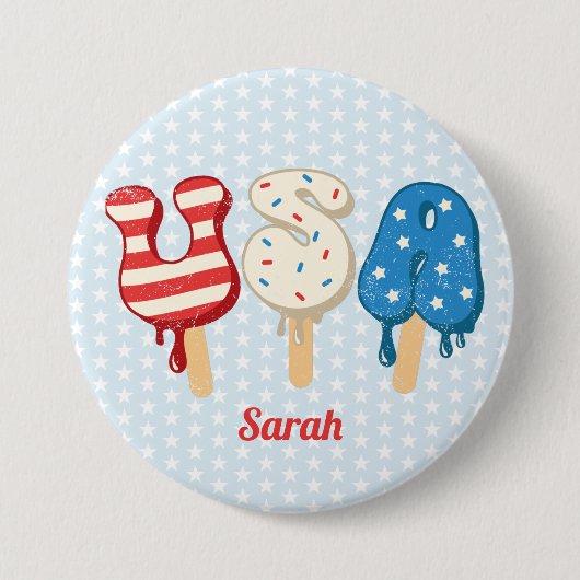 Patriotic USA Liebe Popsicle  Button (Vorderseite)