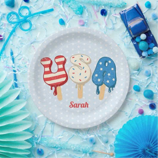 Patriotic USA Liebe Popsicle  Pappteller (Party)