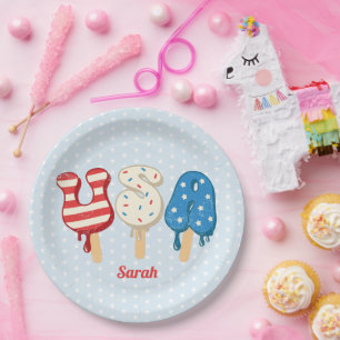 Patriotic USA Liebe Popsicle Pappteller