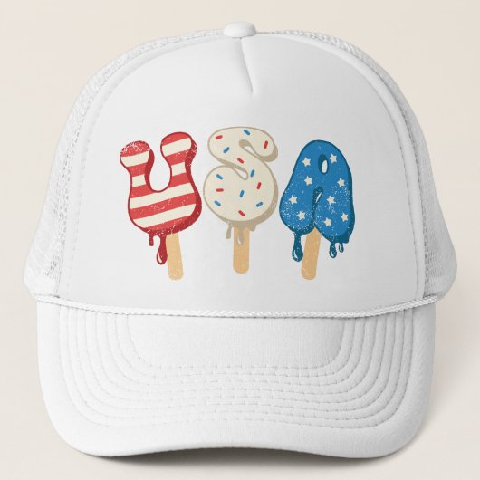 Patriotic USA Liebe Popsicle Truckerkappe (Vorderseite)