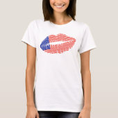 Patriotic USA Lipstick Kiss Lip Print T - Shirt (Vorderseite)