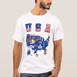 Patriotic USA Map American symbols USA map T-shirt