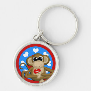 Patriotic USA Monkey Premium Schlüsselanhänger