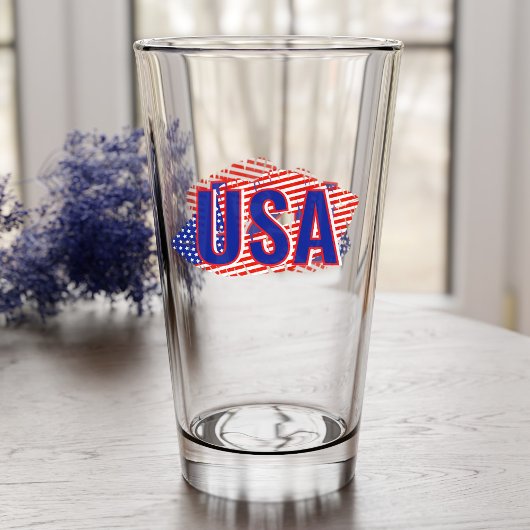 Patriotic USA Monogram Lipstick Kiss Glass Glas
