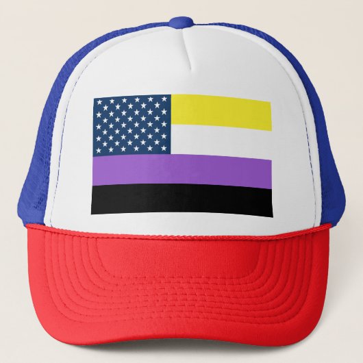 Patriotic USA Nonbinary Flag Truckerkappe (Vorderseite)