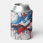 Patriotic USA Paint Spritzer in Red White und Blue Dosenkühler (Kanne Vorderseite)