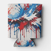 Patriotic USA Paint Spritzer in Red White und Blue Dosenkühler (Vorderseite)
