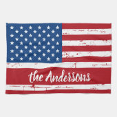 Patriotic USA Personalisiert Name American Flag Geschirrtuch (Horizontal)