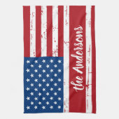 Patriotic USA Personalisiert Name American Flag Geschirrtuch (Vertikal)