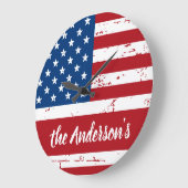 Patriotic USA Personalisiert Name American Flag Große Wanduhr (Winkel)