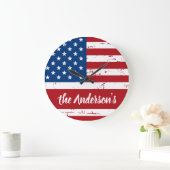 Patriotic USA Personalisiert Name American Flag Große Wanduhr (Zuhause)