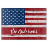 Patriotic USA Personalisiert Name American Flag Schneidebrett (Vorderseite)